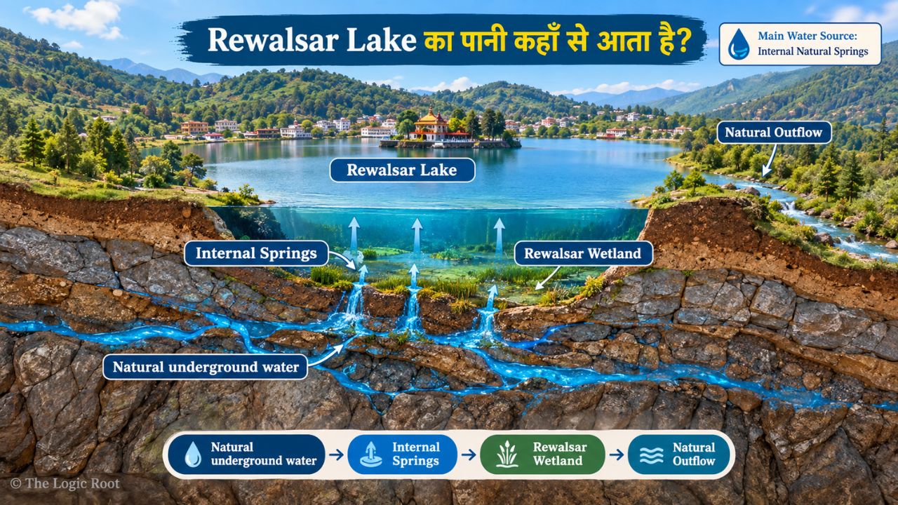 Rewalsar Lake water source shown through natural internal springs